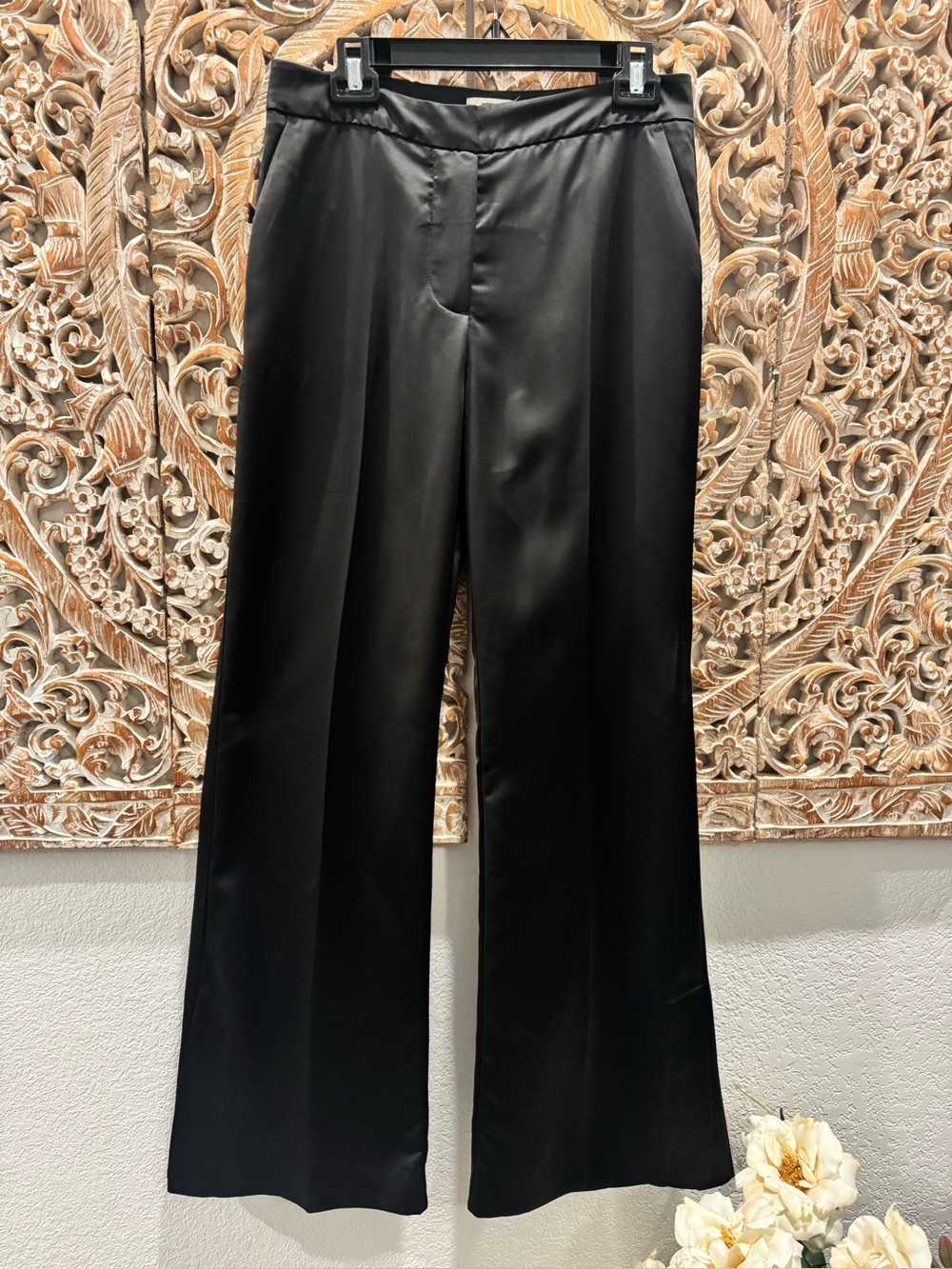 Jason Wu Black Business Professional Dress Pants w/ Bottom Slits, Slight Flare - Picture 2 of 13